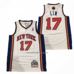Maglia New York Knicks Jeremy Lin No 17 Mitchell & Ness 2011-12 Bianco