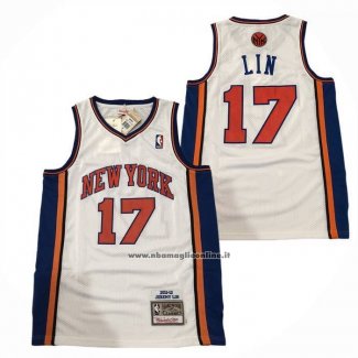 Maglia New York Knicks Jeremy Lin No 17 Mitchell & Ness 2011-12 Bianco