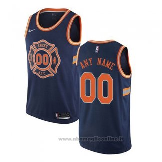 Maglia New York Knicks Personalizzate Citta 2017-18 Blu