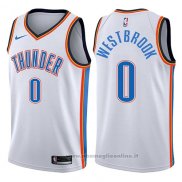 Maglia Oklahoma City Thunder Russell Westbrook NO 0 2017-18 Bianco