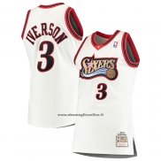 Maglia Philadelphia 76ers Allen Iverson #3 Mitchell & Ness 1997-98 Bianco