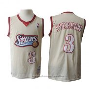 Maglia Philadelphia 76ers Allen Iverson NO 3 Throwback Crema