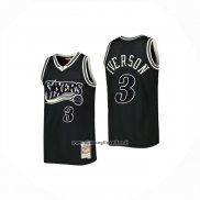 Maglia Philadelphia 76ers Allen Iverson No 3 Mitchell & Ness 1997-98 Nero2