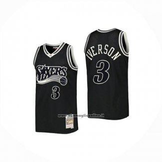 Maglia Philadelphia 76ers Allen Iverson No 3 Mitchell & Ness 1997-98 Nero2