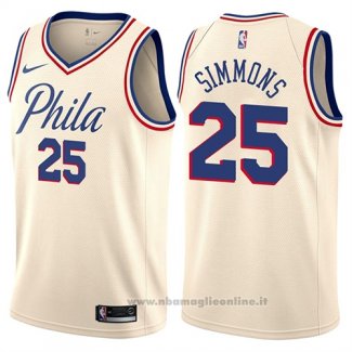 Maglia Philadelphia 76ers Ben Simmons NO 25 Citta Crema