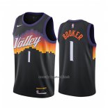 Maglia Phoenix Suns Devin Booker #1 Citta 2020-21 Nero