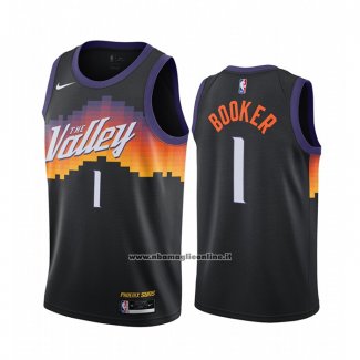 Maglia Phoenix Suns Devin Booker #1 Citta 2020-21 Nero