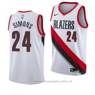 Maglia Portland Trail Blazers Anfernee Simons NO 24 Association 2018 Bianco