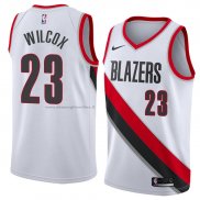 Maglia Portland Trail Blazers Cj Wilcox NO 23 Association 2018 Bianco