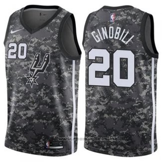 Maglia San Antonio Spurs Manu Gindbili NO 20 Citta 2017-18 Grigio