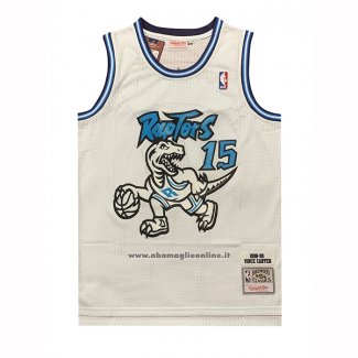 Maglia Toronto Raptors Vince Carter No 15 Mitchell & Ness 1998-99 Bianco3