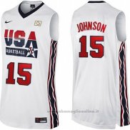 Maglia USA 1992 Magic Johnson NO 15 Bianco