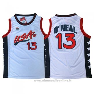 Maglia USA 1996 Shaquille O'Neal NO 13 Bianco