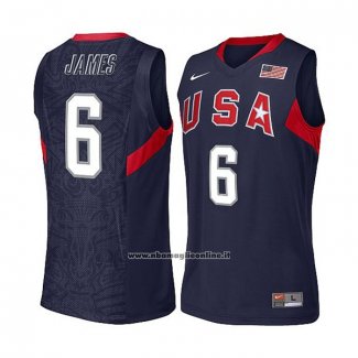 Maglia USA 2008 LeBron James #6 Blu