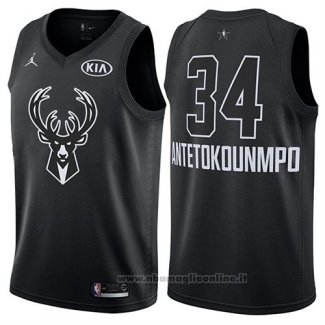 Maglia All Star 2018 Milwaukee Bucks Giannis Antetokounmpo NO 34 Nero