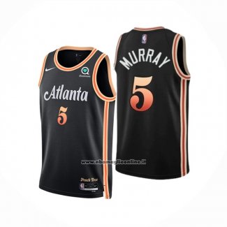 Maglia Atlanta Hawks Dejounte Murray #5 Citta 2022-23 Nero