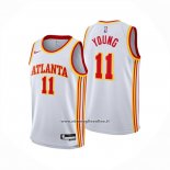 Maglia Atlanta Hawks Trae Young No 11 Association 2024-25 Bianco