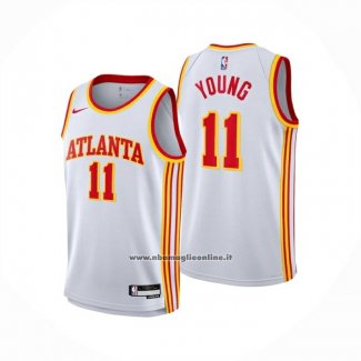 Maglia Atlanta Hawks Trae Young No 11 Association 2024-25 Bianco