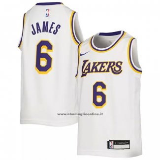 Maglia Bambino Los Angeles Lakers LeBron James #6 Association 2022-23 Bianco