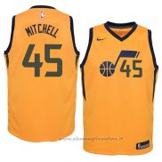 Maglia Bambino Utah Jazz Donovan Mitchell NO 45 Statement 2017-18 Giallo