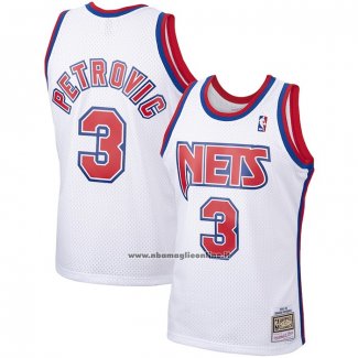 Maglia Brooklyn Nets Drazen Petrovic #3 Mitchell & Ness 1992-93 Bianco