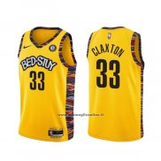 Maglia Brooklyn Nets Nicolas Claxton #33 Citta 2020-21 Giallo