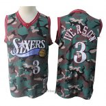 Maglia Camuffamento Philadelphia 76ers Allen Iverson NO 3 1996-97 Verde