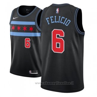 Maglia Chicago Bulls Cristiano Felicio NO 6 Citta 2018-19 Nero