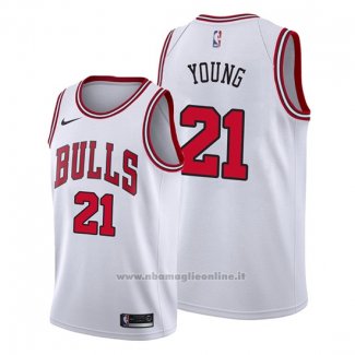 Maglia Chicago Bulls Thaddeus Young NO 21 Association Bianco