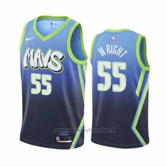 Maglia Dallas Mavericks Delon Wright NO 55 Citta Edition Blu