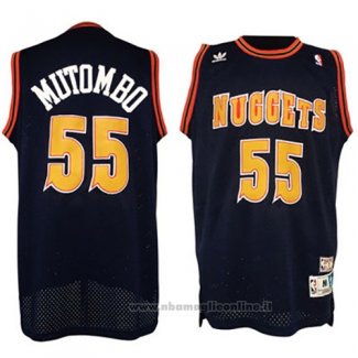 Maglia Denver Nuggets Dikembe Mutombo NO 55 Throwback Nero