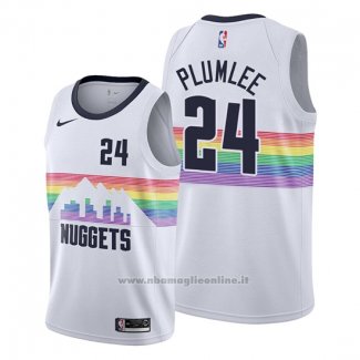 Maglia Denver Nuggets Mason Plumlee NO 24 Citta Edition Bianco