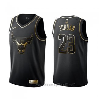 Maglia Golden Edition Chicago Bulls Michael Jordan NO 23 Nero