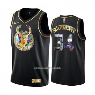 Maglia Golden Edition Milwaukee Bucks Giannis Antetokounmpo #34 2021-22 Nero