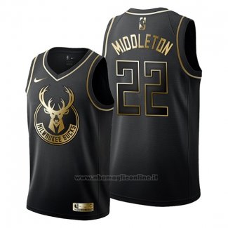 Maglia Golden Edition Milwaukee Bucks Khris Middleton NO 22 Nero