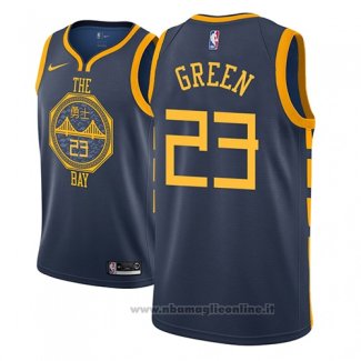 Maglia Golden State Warriors Draymond Green NO 23 Citta 2018-19 Blu