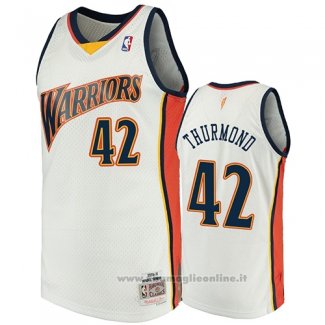 Maglia Golden State Warriors Nathaniel Thurmond NO 42 2009-10 Hardwood Classics Bianco