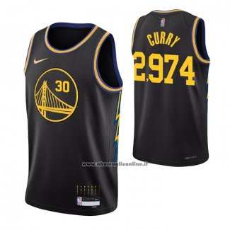 Maglia Golden State Warriors Stephen Curry 2974th 3 Points Nero