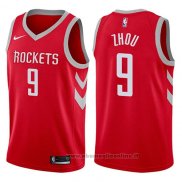 Maglia Houston Rockets Zhou Qi NO 9 Swingman 2017-18 Rosso