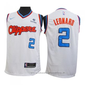 Maglia Los Angeles Clippers Kawhi Leonard NO 2 2019-20 Bianco