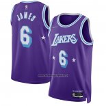 Maglia Los Angeles Lakers LeBron James #6 Citta Edition 2021-22 Viola