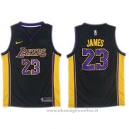 Maglia Los Angeles Lakers Lebron James NO 23 2017-18 Nero