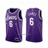 Maglia Los Angeles Lakers Lebron James #6 Citta 2021-22 Viola