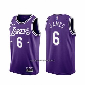 Maglia Los Angeles Lakers Lebron James #6 Citta 2021-22 Viola