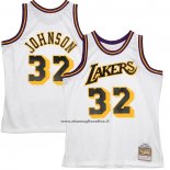 Maglia Los Angeles Lakers Magic Johnson #32 Mitchell & Ness1984-85 Bianco