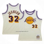 Maglia Los Angeles Lakers Magic Johnson #32 Mitchell & Ness Chainstitch Crema