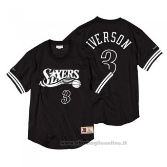 Maglia Manica Corta Philadelphia 76ers Allen Iverson NO 3 Nero