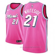 Maglia Miami Heat Hassan Whiteside NO 21 Earned 2018-19 Rosa