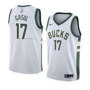 Maglia Milwaukee Bucks Bucks Pau Gasol NO 17 Association 2018 Bianco