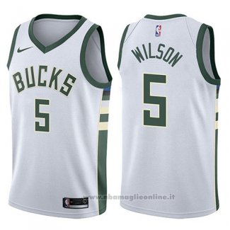 Maglia Milwaukee Bucks D.j. Wilson NO 5 Swingman Association 2017-18 Bianco